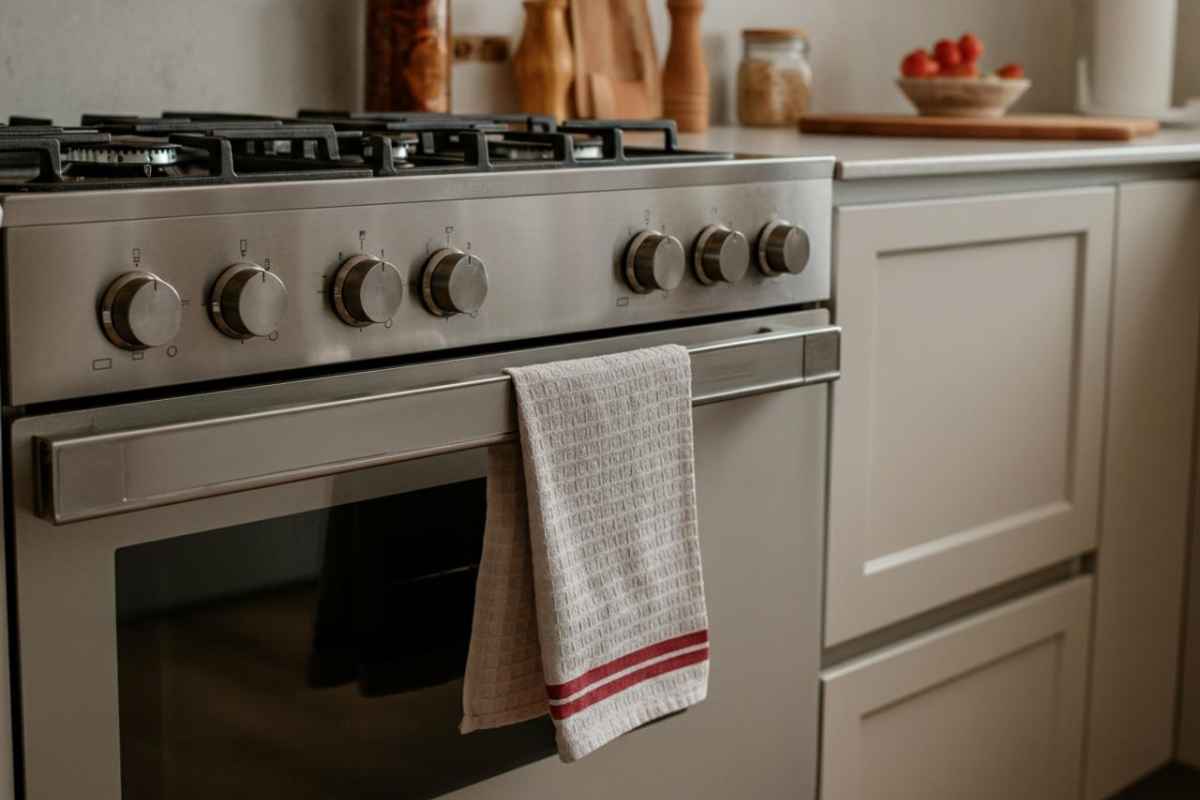strofinaccio sullo sportello del forno